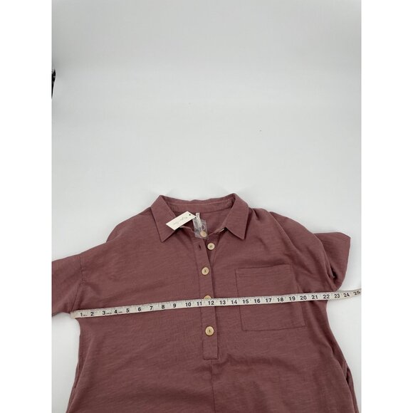 Rylee + Cru Womens Small Mauve Collared Romper Casual Loungewear Comfort Kidcore - Picture 8 of 9